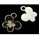 CP579-A - Charm argintiu inchis fluture email negru si alb 24*23mm