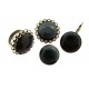 Cabochon sticla cat eye negru cu reflexii gri 20mm